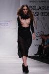 Modenschau von Natasha TSU RAN — Belarus Fashion Week SS 2012 (Looks: schwarzes Kleid mit Ausschnitt, schwarze Stiefeletten, schwarzes Cocktailkleid mit Ausschnitt; Person: Karina Momat)