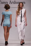 Tanya Arzhanova show — Belarus Fashion Week SS 2012 (looks: sky blue jumpsuit, black pumps, white jumpsuit)