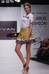Belarus Fashion Week SS 2012 (looks: white top, mini sand skirt)