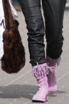 Street fashion in Minsk. Spring 2011 (looks: lilac fringe lowboots, black trousers)