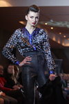 Ksenia Pochebut. BFC AW 2012/2013 show (looks: black and white blouse, black trousers)