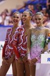 Alexandra Merkulova, Daria Dmitrieva, Yevguéniya Kanáyeva. Copa del Mundo de gimnasia rítmica de 2012