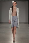 Anna LED show — Riga Fashion Week SS13 (looks: grey trench coat, grey shorts, grey transparent top)