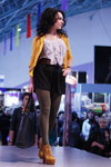 Street style — Roza vetrov - HAIR 2012 (looks: grey tights, yellow ankle boots, black shorts, white polka dot top)