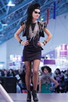 Street style — Roza vetrov - HAIR 2012 (looks: blackcocktail dress, black fishnet tights, black ankle boots)