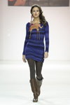 Anna Lesnikova show — Volvo-Fashion Week in Moscow SS13 (looks: knitted blue fitted dress, grey tights, brown boots)