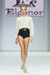 Eleonor show — Volvo-Fashion Week in Moscow SS13 (looks: white blouse, black shorts, silver sandals)