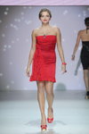Nastya and Dina Fashion Factor show — Volvo-Fashion Week in Moscow SS13 (looks: red dress, red pumps)
