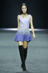 Lidia Nesterova show — Volvo-Fashion Week in Moscow SS13 (looks: suede black knee high boots, violet dress)