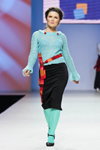 Teplitskaya design show — Volvo-Fashion Week in Moscow SS13 (looks: turquoise jumper, black skirt, turquoise tights, black pumps)