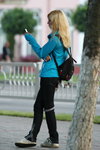 Gomel street fashion. 08/2012 (looks: black backpack, blond hair)
