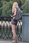 Gomel street fashion. 06/07/2012 (outfits: blond hair, grey bag, multicolored top)