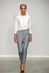 LikeThis show — Amsterdam Fashion Week ss13 (looks: white blouse, grey trousers, red pumps)