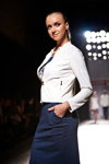 BOSCO show — Aurora Fashion Week Russia SS14 (looks: white jacket, blue skirt)