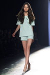 LUBLU Kira Plastinina show — Aurora Fashion Week Russia SS14 (looks: turquoise top, turquoise shorts, beige pumps)