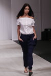 Balunova show — Belarus Fashion Week by Marko SS2014 (looks: white blouse, blue trousers)