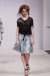 DAVIDOVA show — Belarus Fashion Week by Marko SS2014 (looks: grey skirt, black transparent blouse, black sandals)