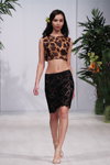 Andrey Varashkevich show — Belarus Fashion Week by Marko SS2014 (looks: brown crop top, black lace skirt, white sandals)