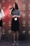 Кастинг на конкурс "Miss Supranational Беларусь 2013": собеседование. Часть 3 (наряды и образы: серый полосатый джемпер, чёрная юбка, серые туфли, чёрные ажурные колготки)