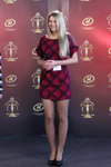 Ina Grabovskaya. Casting — Miss Supranational Belarus 2013. Part 3 (looks: red checkered mini dress, nude sheer tights, black pumps)