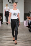 Дефиле финалисток Elite Model Look — Copenhagen Fashion Week SS14 (наряды и образы: белый топ, чёрные туфли, чёрные кожаные брюки)
