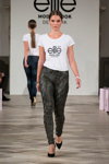 Дефиле финалисток Elite Model Look — Copenhagen Fashion Week SS14 (наряды и образы: белый топ, серые джинсы с принтом)