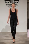 Дефиле финалисток Elite Model Look — Copenhagen Fashion Week SS14 (наряды и образы: чёрный топ, чёрные полосатые брюки, чёрные туфли)