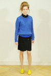Peter Jensen show — Copenhagen Fashion Week AW13/14 (looks: yellow pumps, sky blue jumper, black dress)
