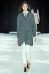 Sand show — Copenhagen Fashion Week AW13/14 (looks: white blouse, grey coat, white trousers, grey tie)