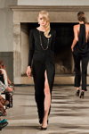Stasia show — Copenhagen Fashion Week SS14 (looks: blackwrapevening dress, black pumps, blond hair)