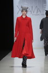 HakaMa show — MBFWRussia FW13/14 (looks: grey knit cap, red coat, grey checkered tights)