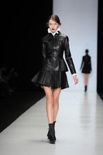 Juan Vidal show — MBFWRussia FW13/14 (looks: black lowboots, black mini leather skirt, black leather jacket)