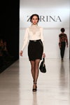 ZARINA show — MBFWRussia FW13/14 (looks: black sheer tights, black sandals, white blouse, black skirt, black bag)