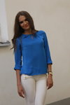 Stefani Lehestik. Final. Eesti Miss Estonia 2013 (looks: sky blue blouse, white trousers)