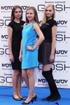Girls — Motorshow 2013. Part 1 (looks: black ballerinas, sky blue dress, blond hair, black top, brown skirt, black overknees, black ballerinas)