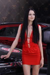 Girls — Motorshow 2013. Part 1 (looks: red mini neckline dress)