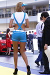 Girls — Motorshow 2013. Part 2 (looks: sky blue jumpsuit, black pumps)