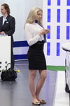 Girls — Motorshow 2013. Part 2 (looks: white blouse, blond hair, black skirt)