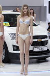 Helena lingerie show — Motorshow 2013 (looks: white bra, white briefs)