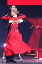 Final — Miss Supranational 2013. Belarus Rhythmic Gymnastics (looks: redevening dress with slit; person: Maryna Hancharova)