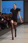 Amoralle show — Riga Fashion Week SS14 (looks: black bodysuit, black pumps, black nylon stockings with seam)