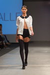 Amoralle show — Riga Fashion Week SS14 (looks: black nylon stockings, black pumps, white blouse)
