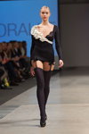 Amoralle show — Riga Fashion Week SS14 (looks: black nylon stockings, black pumps, blond hair)