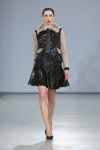 Ieva Daugirdaitė show — Riga Fashion Week AW13/14 (looks: black pumps, black mini leather skirt, black leather jacket)