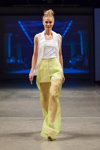 Pokaz M-Couture — Riga Fashion Week SS14 (ubrania i obraz: blond (kolor włosów), kamizelka biała, top biały, szorty białe)