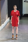 Narciss show — Riga Fashion Week AW13/14 (looks: red dress, grey socks)