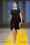 Narciss show — Riga Fashion Week SS14 (looks: black dress, sky blue sandals)