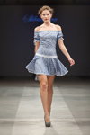 Pokaz Skladnova — Riga Fashion Week SS14 (ubrania i obraz: sukienka mini z nadrukiem błękitna)
