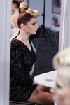 Evening Style — Róża Wiatrów HAIR 2013 (ubrania i obraz: pończochy z ażurową koronką cieliste, suknia koktajlowa czarna)