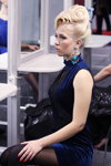 Evening Style — Roza vetrov - HAIR 2013 (looks: blond hair, bluecocktail dress, black tights which imitate stockings)